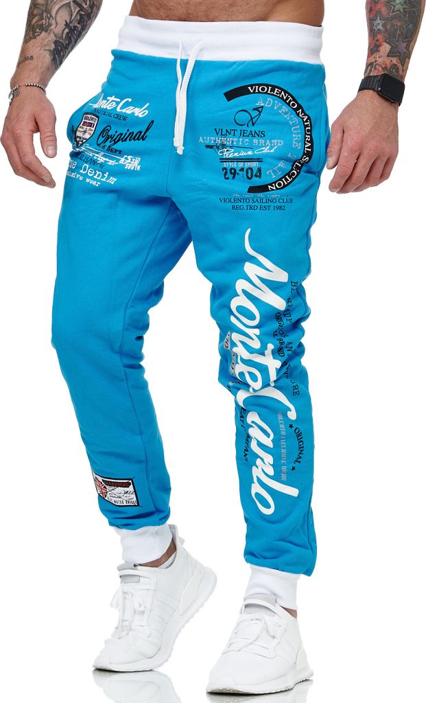 Herren Jogginghose | Monte Carlo 592 Türkis/Weiss XL