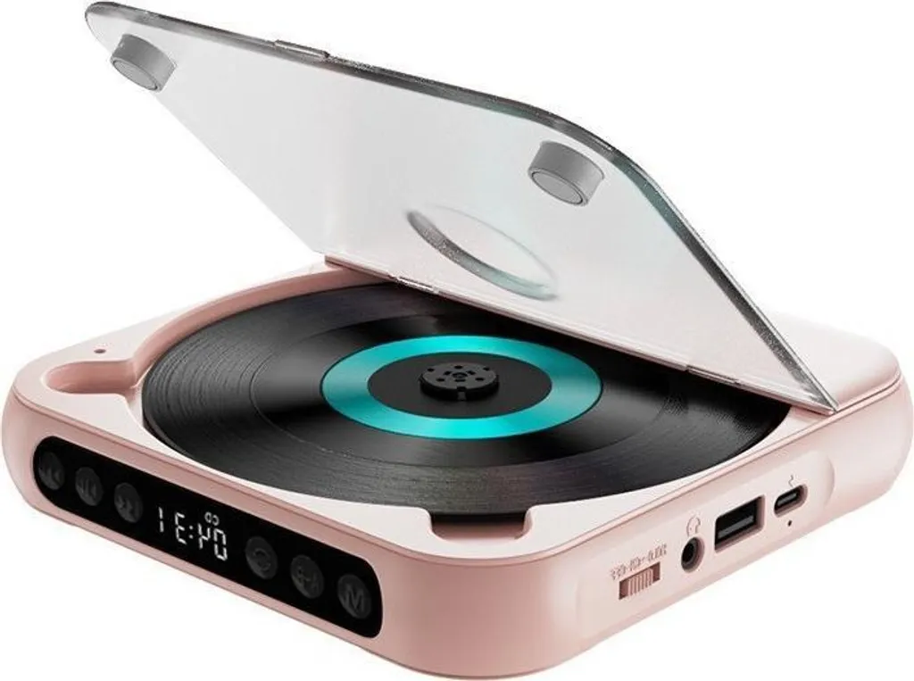 AIORBER Lettore CD Portatile Rosa - Bluetooth e USB-C per Casa e Viaggi