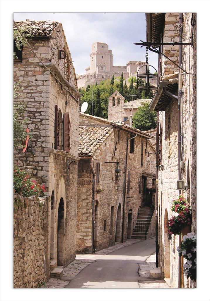 Wallario Wandbild Italienische Gasse, Größe: 61 x 91,5 cm, Poster mit rahmenlosen Bildhalter