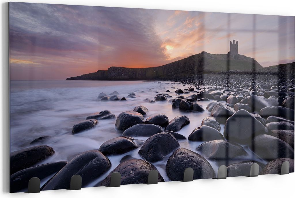 DEQORI Kleiderhaken Glas 60x30 cm 'Küstendämmerung' Wand Garderobe beschreibbar Paneel