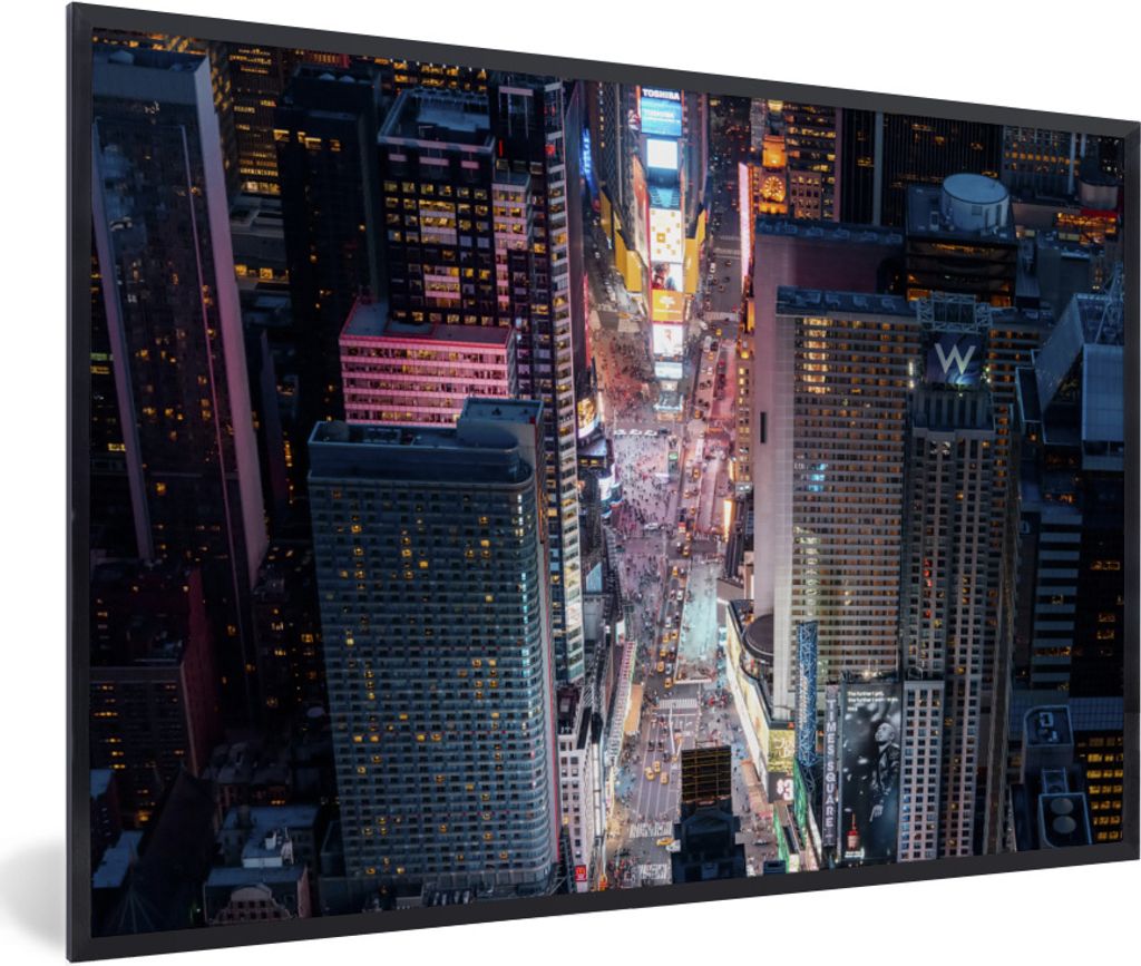 MuchoWow Gerahmtes Poster New York - Amerika - Times Square 90x60 cm - Poster mit Schwarzem Bilderrahmen Wandposter Rahmen Foto Bilder - Fotorahm...
