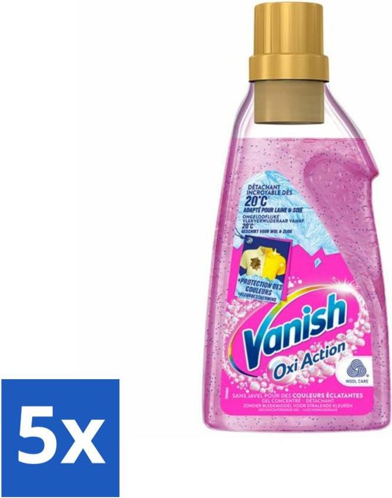 Vanish – Fleckenentferner – Oxi Action Wash Booster Gel – Für Buntwäsche – 750 ml - Vorteilspack - 5 Stücke