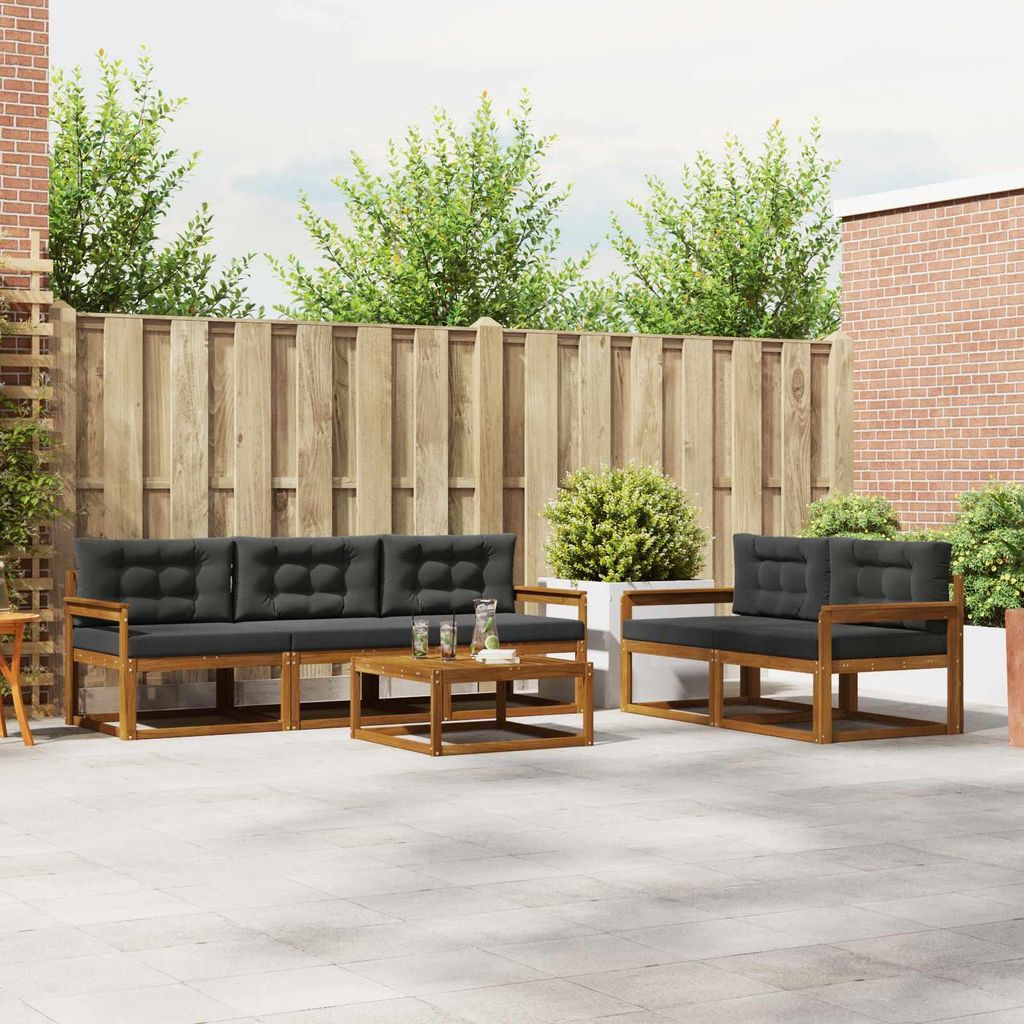 Outdoor-Sofagarnitur - VIDAXL - Terrassen-Sofa - mit Kissen - 6 pcs - Natur und Anthrazit