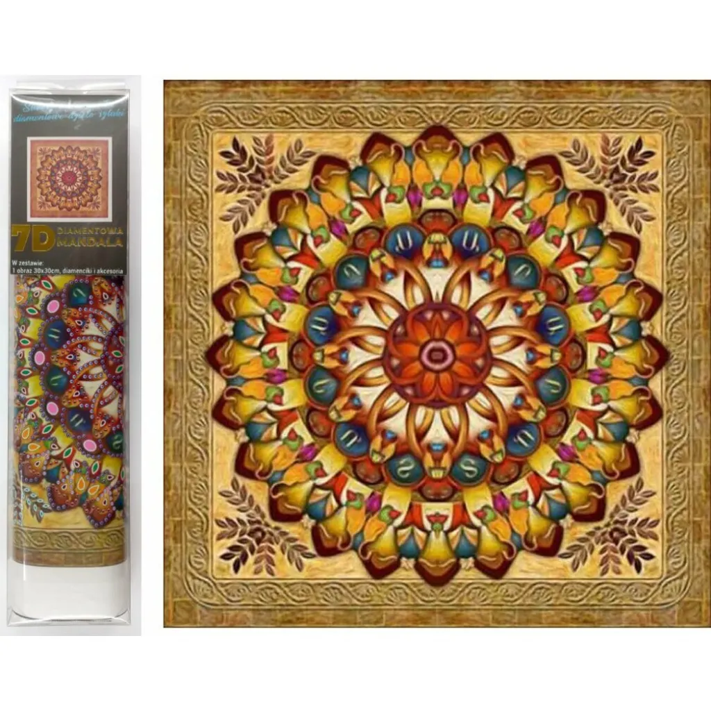 Peinture Diamant 7D Mandala Doré 30x30 cm Norimpex - Effet Relief 3D