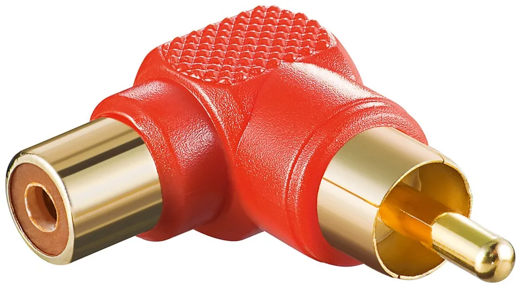 Connecteur RCA Coudé 90° Rouge pour Câble Audio Stéréo Goobay Bulk