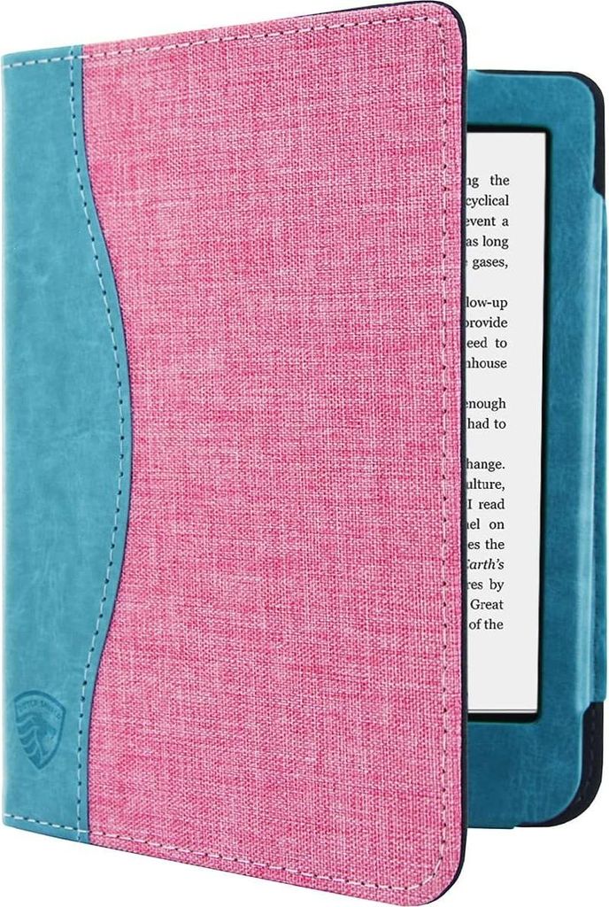 Dutch Shield - Jeans Case Hülle für das Tolino Shine 4 Ebook - Klapphülle Ereader Schutzhülle Cover Rosa,Türkis