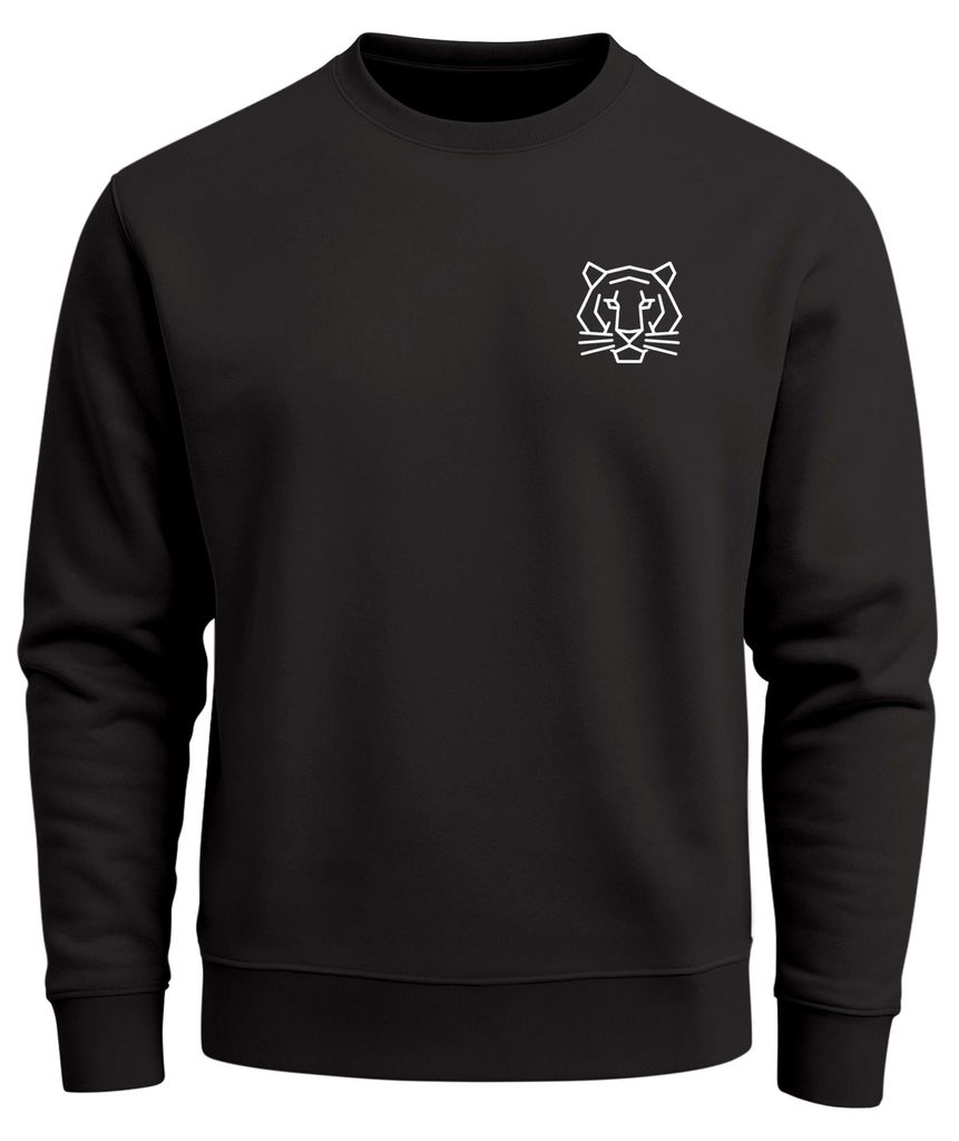 Sweatshirt Herren ohne Kapuze Tigerkopf Brustlogo Frontprint Pullover Basic Fashion Streetwear Neverless