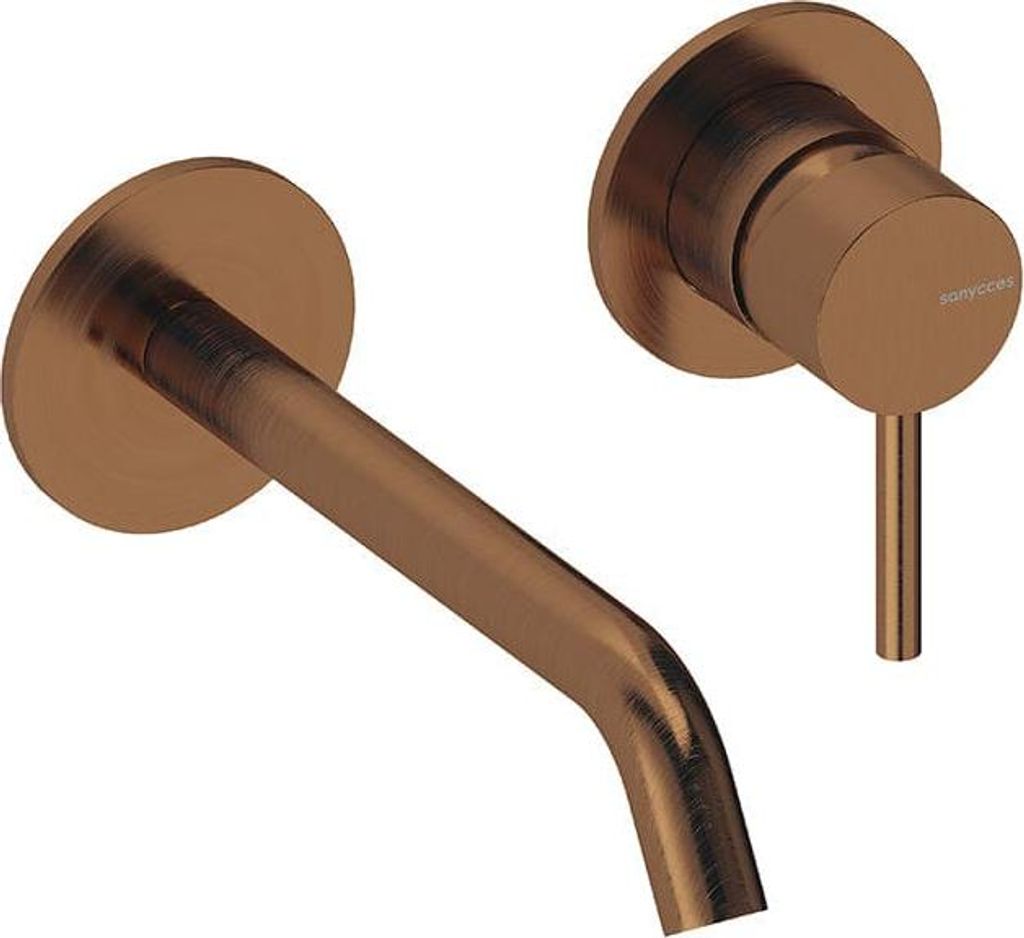 SANYCCES LOOP ColdOpen Wand-Waschtischarmatur Unterputz mit 18 cm Ausladung inkl. Unterputz-Einbaukörper, rosegold gebürstet