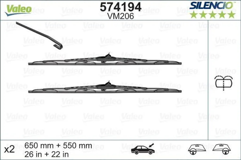 Balai d'essuie-glace Valeo 574194 Silencio OE A6388201045 Mercedes Vito