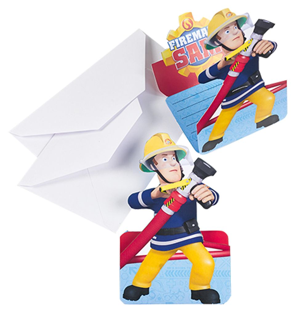 Einladungskarte 8 Stück Feuerwehr Fireman Sam Produktbild 