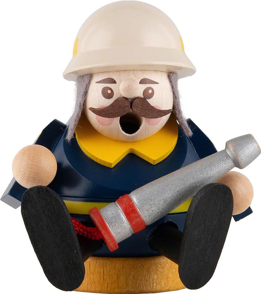 Feuerwehrmann sitzend - Minikugelrauchfigur (8cm) Räuchermann von Richard Glässer