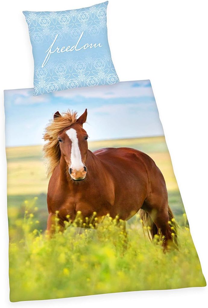 Herding Flanell Bettwäsche mit Pferd 135 x 200 cm 80 x 80 Produktbild 