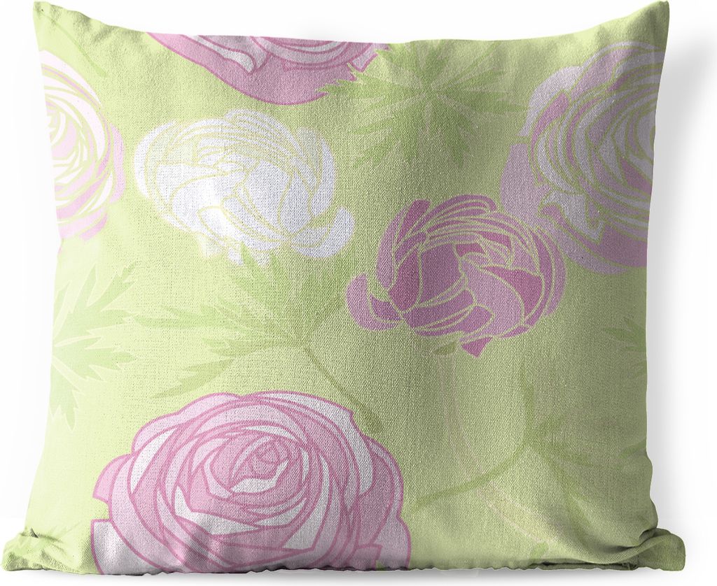 MuchoWow Outdoor Kissen - Rose - Pastell -- Muster - 50x50 cm - Wetterfest - Lounge Kissen - Komfortabel - Kissen mit Bild