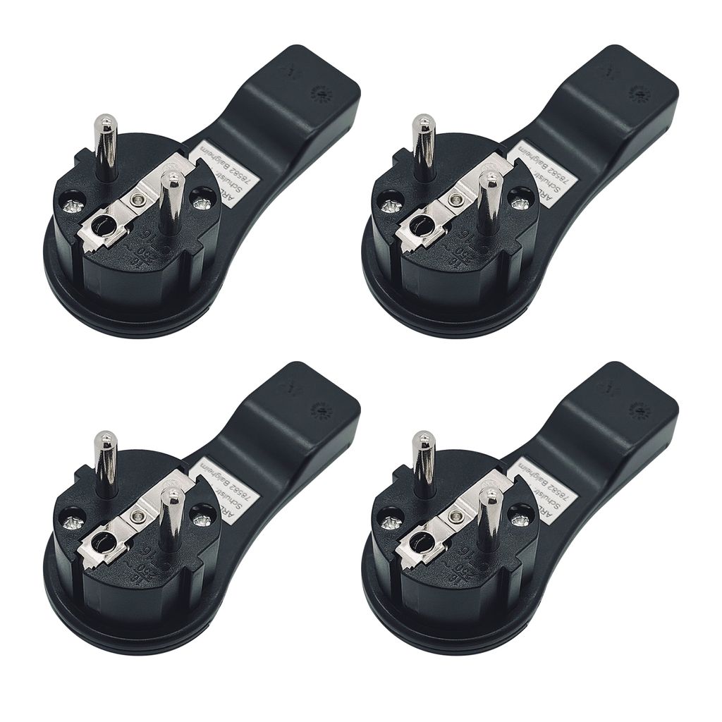 4x ARLI Schutzkontakt Winkelstecker schwarz – extra flach Produktbild 