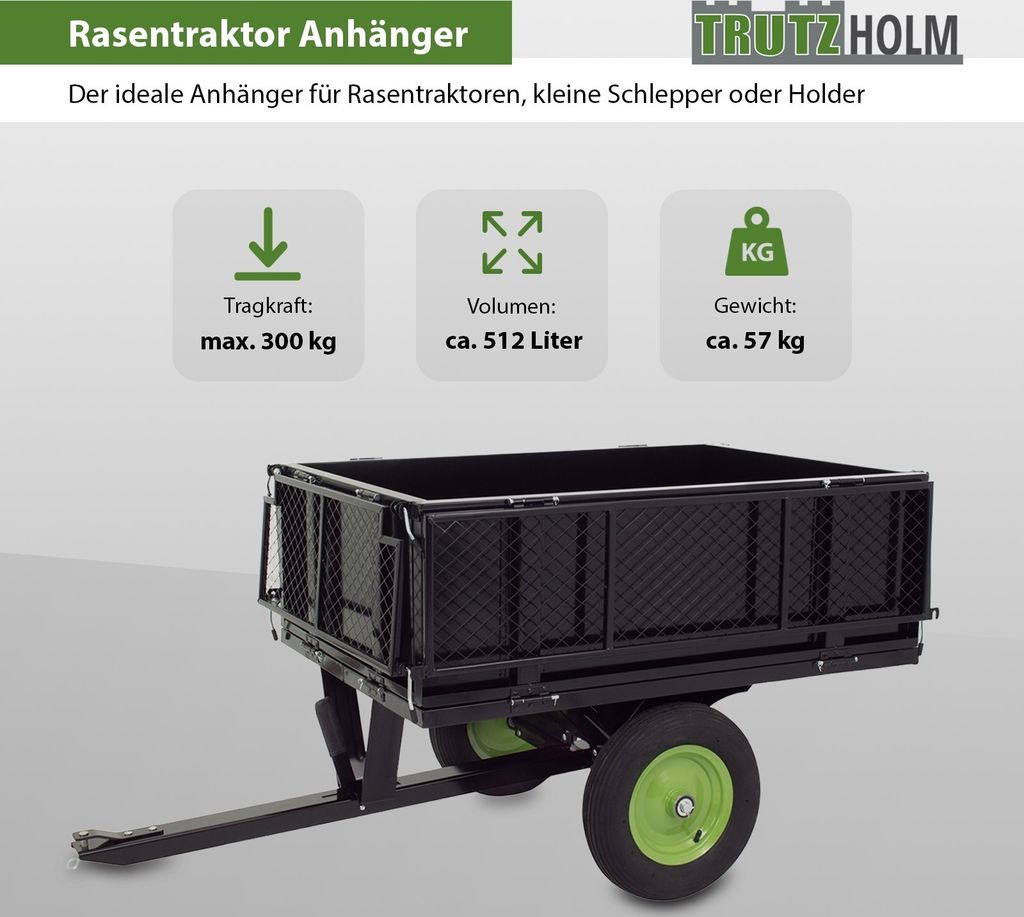 Rasentraktor Anhänger Kippanhänger 300 kg kippbar mit Produktbild 6