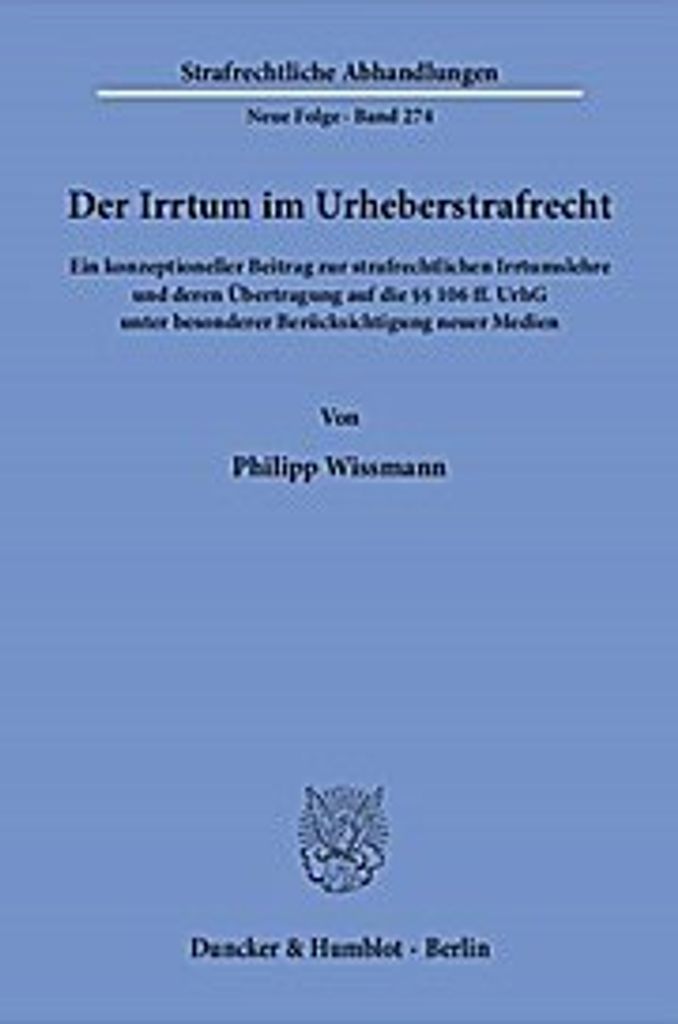 Der Irrtum im Urheberstrafrecht