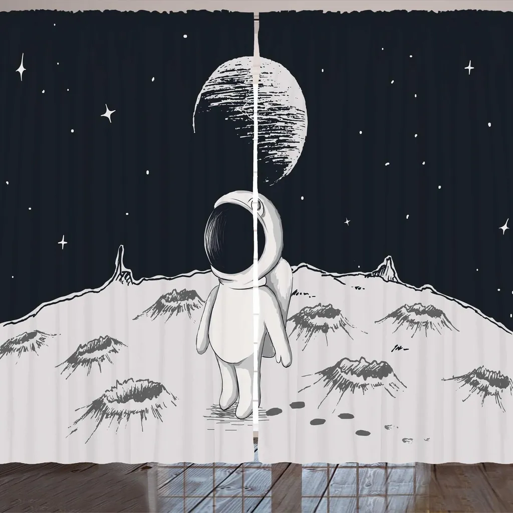 Tenda Astronauta Bambini 280x225 cm - Arredo Spazio Bianco e Nero