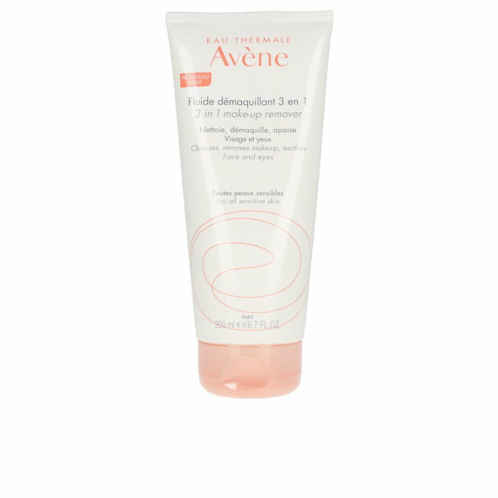 A product shot of a tube of Avène 3 in 1 Make-up Remover Fluid.