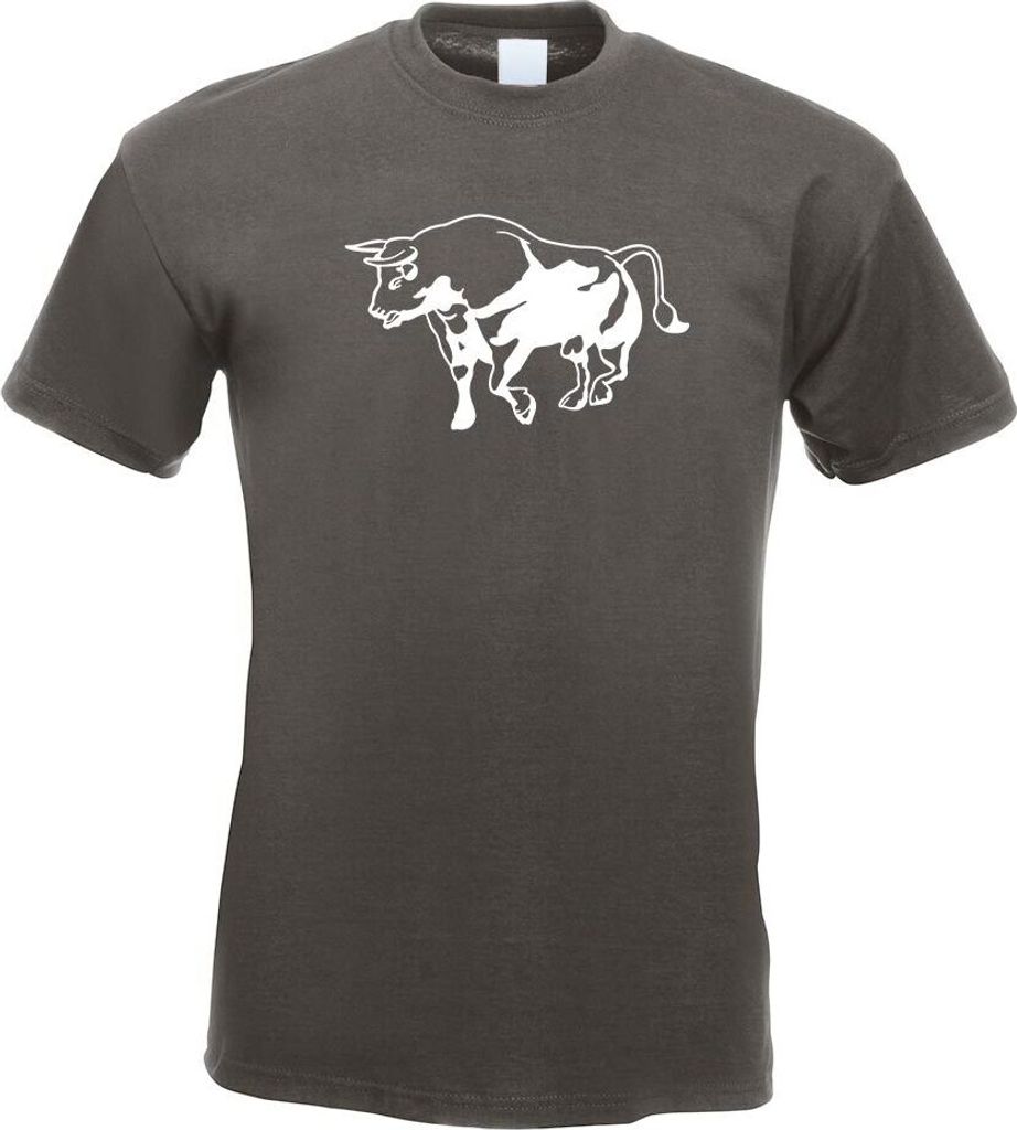 Kiwistar - T-Shirt - Graphit - Stier Motiv 3 - Bulle - Hausrind Herren Funshirt Bedruckt Design Sprüche Spruch Motive - mit Motiv Bedruckt - Funsh...