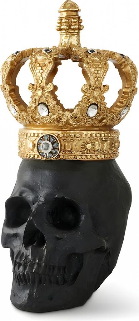 Schwarzer Totenkopf mit verzierter Königskrone 30cm