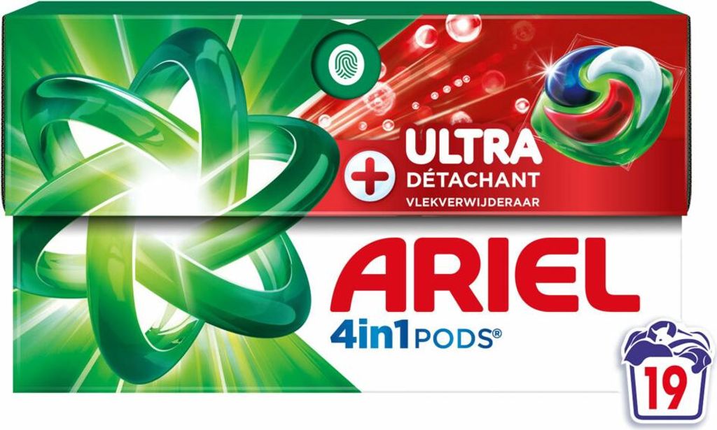 Ariel - 4-in-1 Waschmittel-Pods - Ultra Fleckenentferner - 19 Pods - 1 Stück
