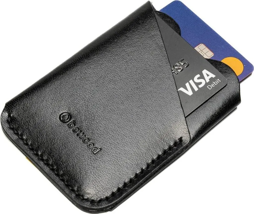 Porte-cartes slim en cuir véritable Bewood Wrap Noir - Portefeuille fin