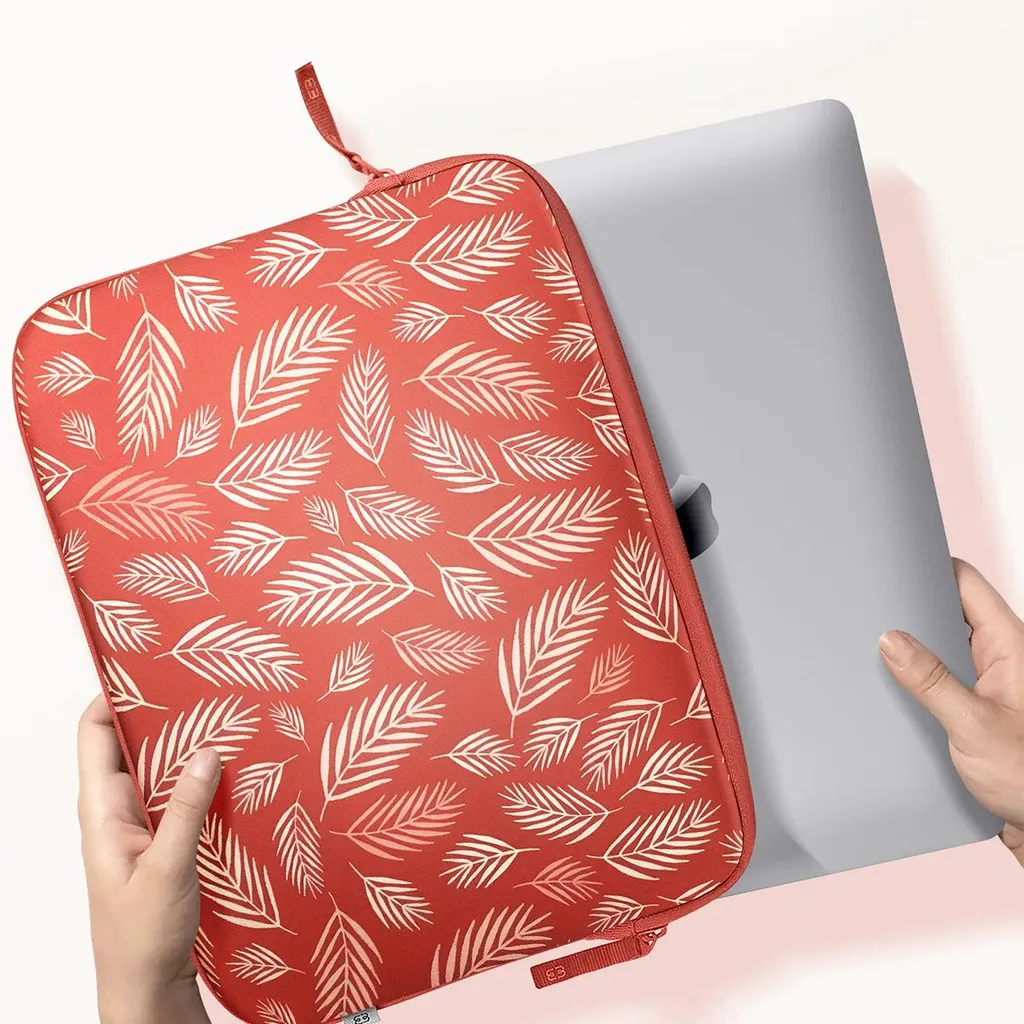 Housse MacBook 13 Pouces en Mousse à Mémoire de Forme MW Botanic Rouge