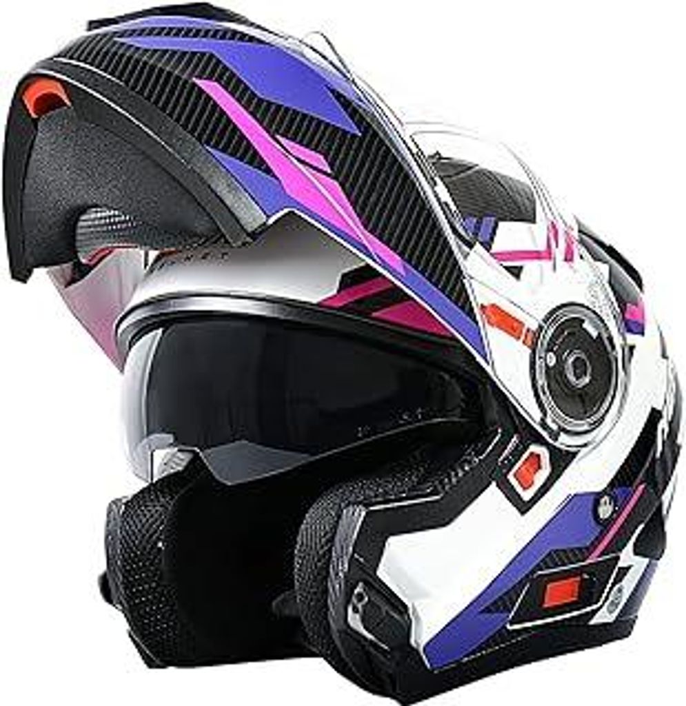 Klapphelm Integralhelm Motorradhelm mit Sonnenblende und Visier, ABS-Schale, ECE 22.06, M-XXL