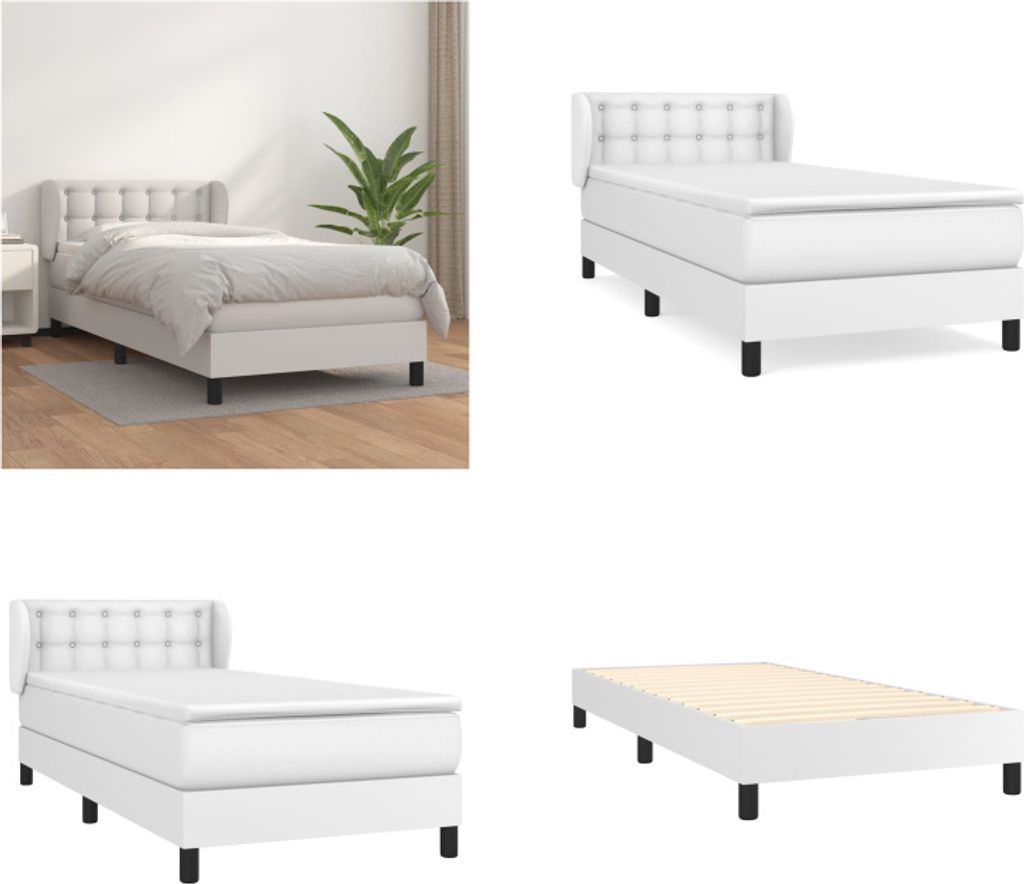 vidaXL Boxspringbett mit Matratze Weiß 80x200 cm Kunstleder - Boxspringbett - Boxspringbetten - Bett - Schlafzimmermöbel