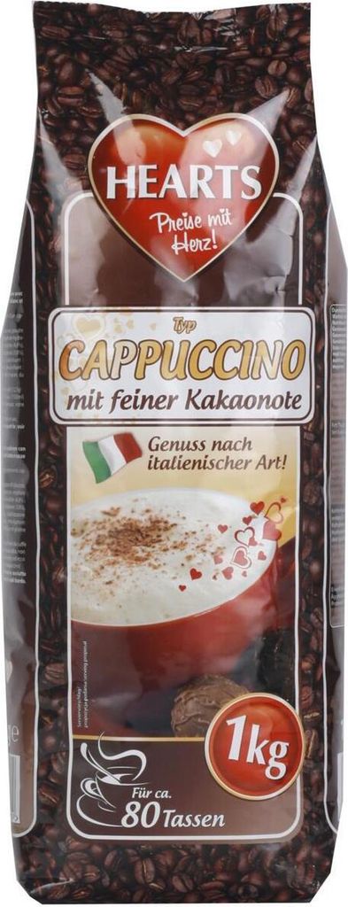 HEARTS Cappuccino mit feiner Kakaonote 1kg Instantkaffee Produktbild