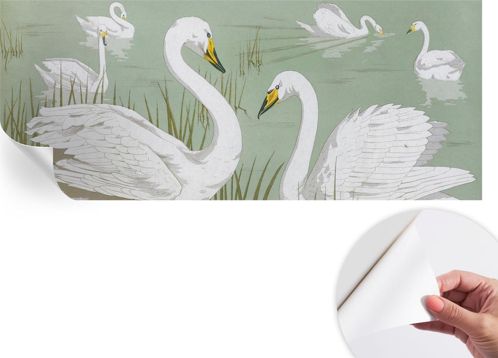 Selbstklebende Wandtapete - Dekorative Tapete für Wohnzimmer - Klebefolie für Wandbilder - Tapetenfolie für Wanddekoration - 208x146 cm - Schwan...