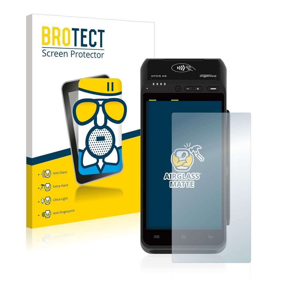 BROTECT Entspiegelungs Schutzglas für ingenico Apos A8 Schutzfolie Panzer Folie Glas Display Schutz matt