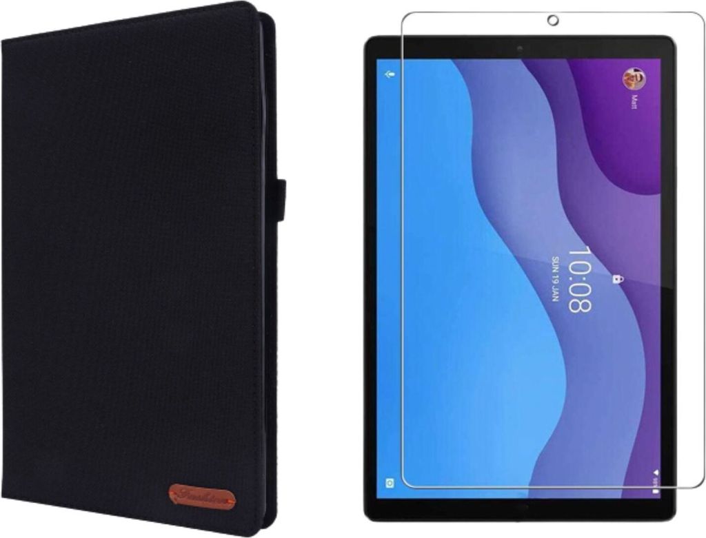 2in1 Set für Lenovo Tab M10 2nd 2020 TB-X306F TB-306X 10.1 Zoll Tablet mit Smartcover + Schutzglas mit Auto Sleep/Wake Magnetverschluss Hülle