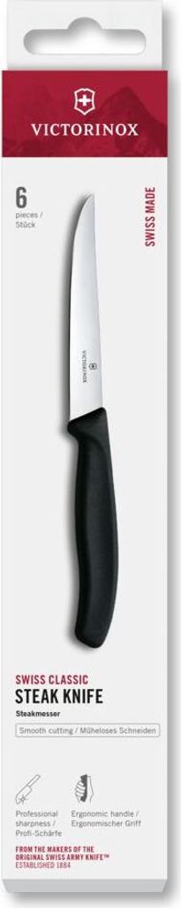 Swiss Classic, Steakmesser, 6tlg, 11cm, gerade, schwarz, Produktbild 