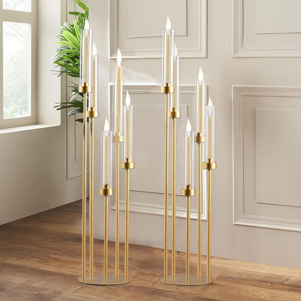 Świecznik, 5-ramienny świecznik, 108 cm złoty świecznik Zdjęcie produktu 