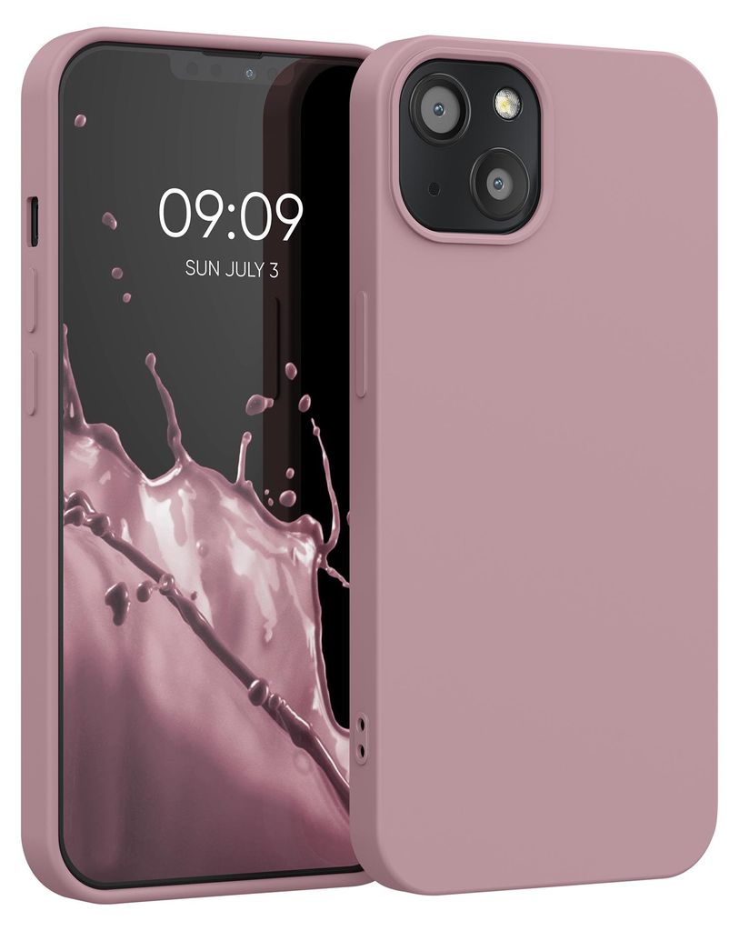 kwmobile Hülle kompatibel mit Apple iPhone 13 Hülle - gummierte TPU Silikon Handyhülle - Schutzhülle für kabelloses Laden - Case in Winter Rose