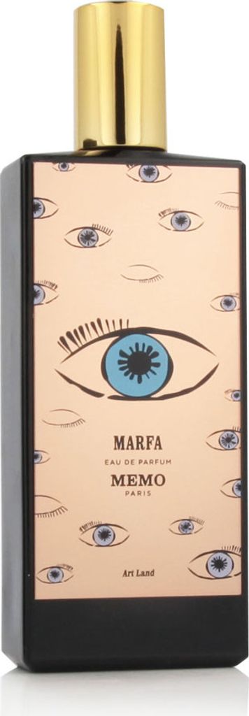 A perfume bottle with a decorative label.