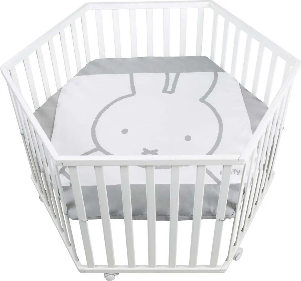 Parc bébé hexagonal roba miffy blanc réglable en hauteur avec roulettes