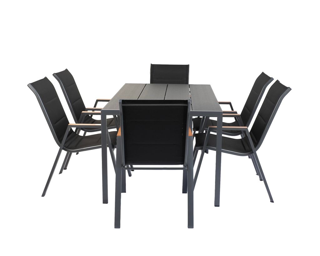 greemotion Garten-Essgruppe Merida Gartenmöbel-Set Anthrazit Aluminium 7-teilig
