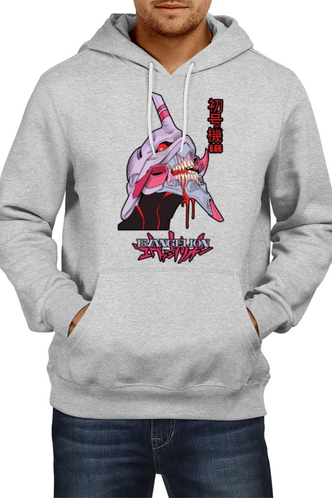 Herren Kapuzenpullover Japan Manga Comics Anime Neon Anime Genesis Manga Evangelion Eva Unit 03 Mech Var-037 Eva Unit Mech, Man XL / Grau