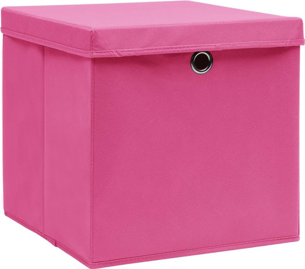 vidaXL Aufbewahrungsboxen mit Deckeln 4 Stk. Rosa 32x32x32 cm Stoff