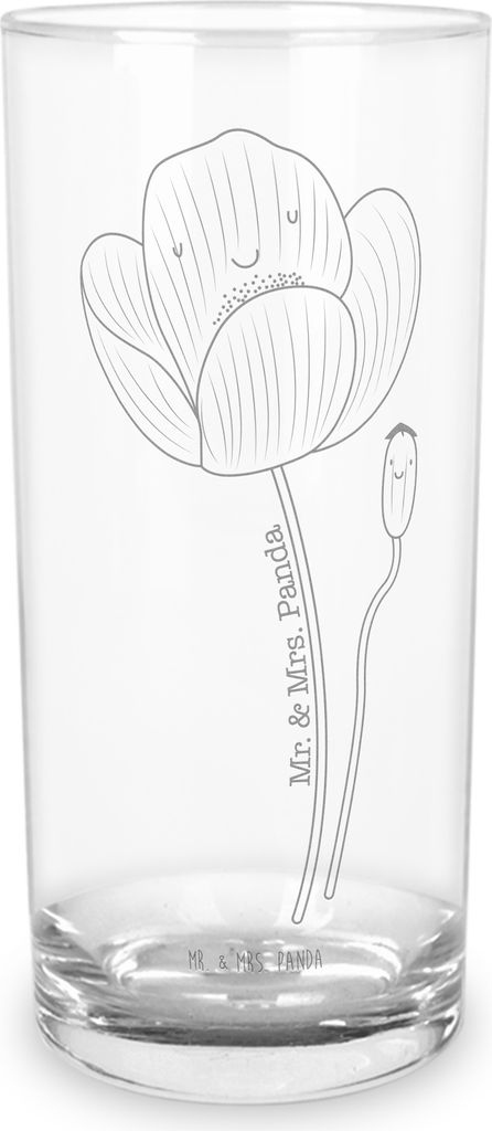 Mr. & Mrs. Panda Longdrinkglas Blume Mohnblume 200 ml - Transparent - Geschenk, Glaube, Trinkglas, Tumbler, Glas, Motivation, Selbstliebe, Cocktail...