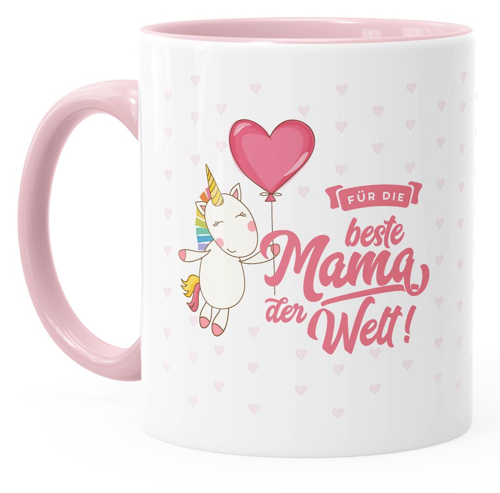 Kaffee-Tasse beste Mama der Welt Geschenk Muttertag Geschenktasse Innenfarbe 
