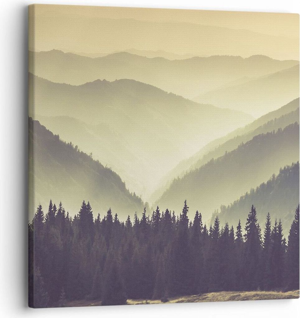 Bild auf Leinwand - Leinwandbild - Berge Wald Natur - 30x30cm - Wand Bild - Wanddeko - Wandbilder - Leinwanddruck - Bilder - Kunstdruck - Wanddekor...