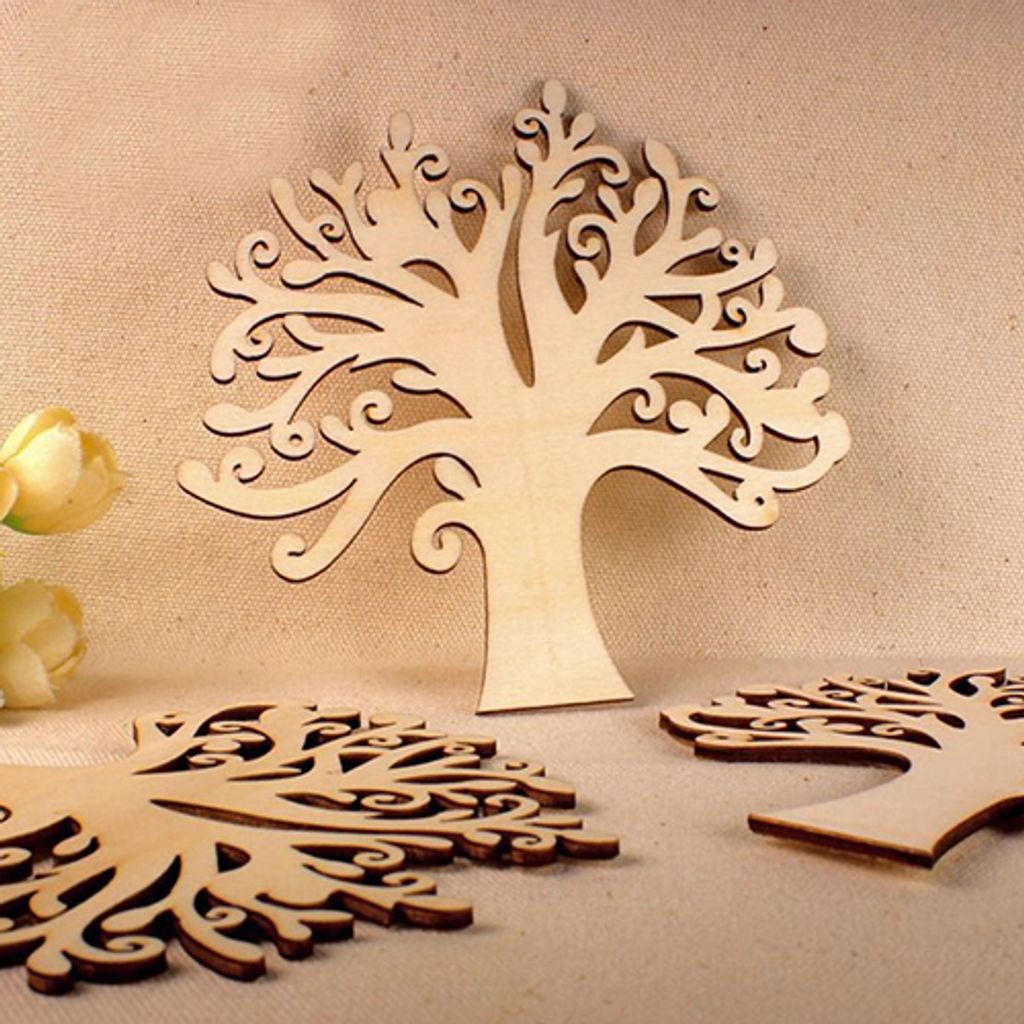 1pc Holz MDF Autumn Tree Craft Bastelblankes Hochzeit Gästebuch Decoupage Familie