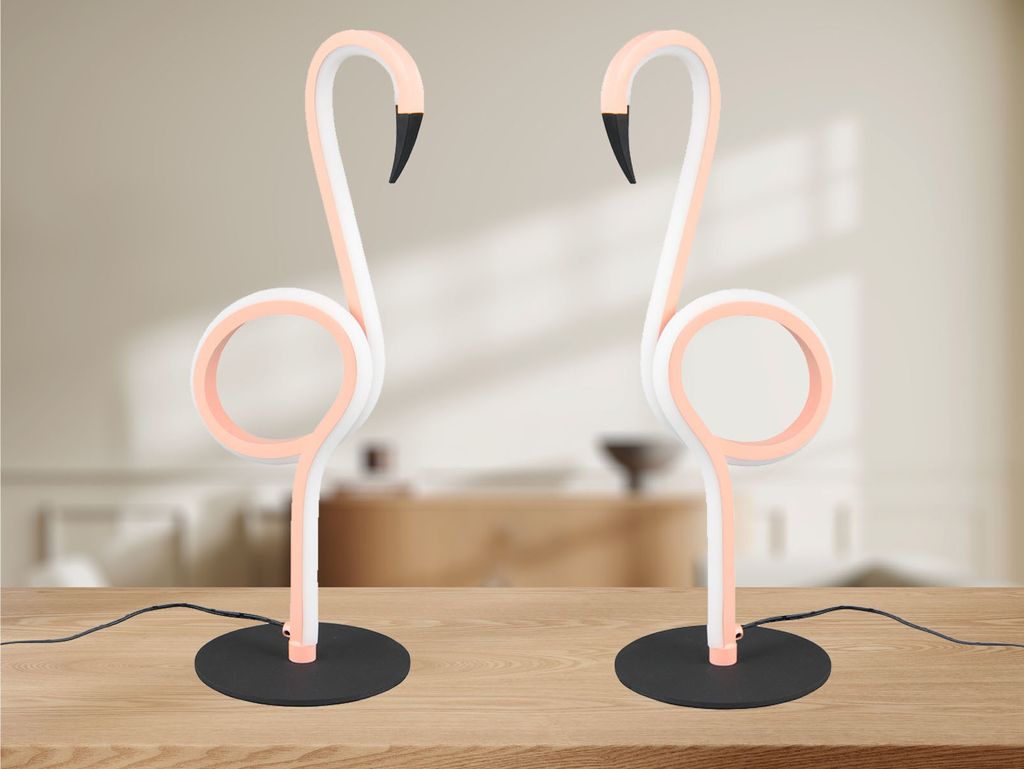 2er SET ausgefallene LED Deko Tischlampen Flamingo Rosa mit Schnurschalter, 35cm