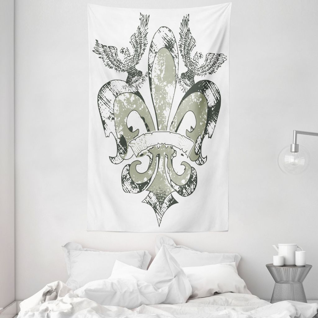 ABAKUHAUS Blumen Wandteppich und Tagesdecke, Adler-Emblem Victorian aus Weiches Mikrofaser Stoff Waschbar ohne Verblassen Digitaldruck, 140 x 230 c...