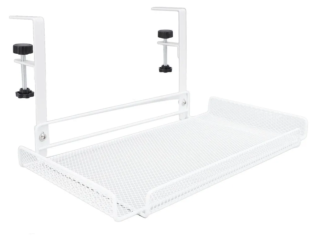 Gestionnaire de câbles à pince blanc pour bureau avec support router - 4