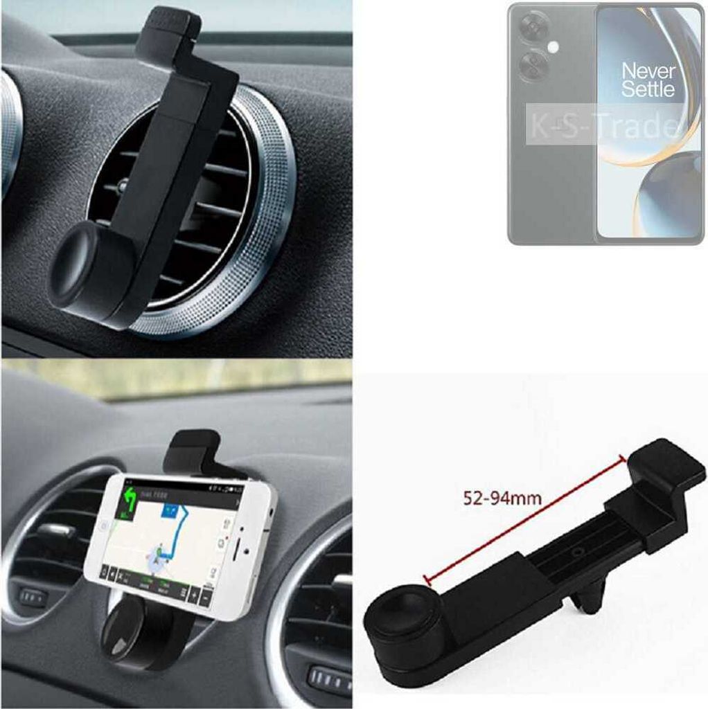 K-S-Trade Lüftungshalterung kompatibel mit OnePlus Nord N30 5G KFZ-Halterung Autohalterung Handy-halterung Lüftungsgitter Lüftungsschlitze Schwarz