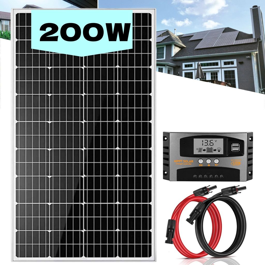 200W Solarpanel 18V Solar Set mit 40A Laderegler Solarkabel Produktbild 
